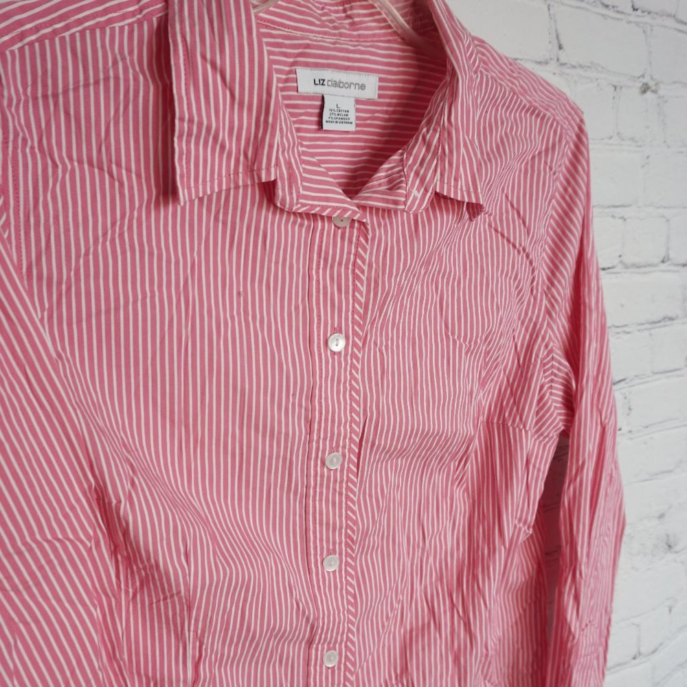 Liz Claiborne  Pink Stripe Dress Shirt - Picture 2 of 5